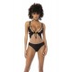 Body Flora noir et chair, avec une fine résille transparente, bretelles ajustables - MAL2746NUKB