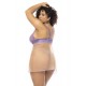 Nuisette grande taille couleur lavande et chair Verona, en dentelle et résille transparente - MAL7540XLLCN