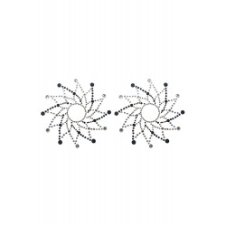 Paire de cache tétons adhésifs strass noir et blanc - NP-1020BLK