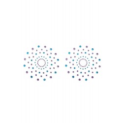 Paire de cache tétons adhésifs strass bleu et violet - NP-1020BLU