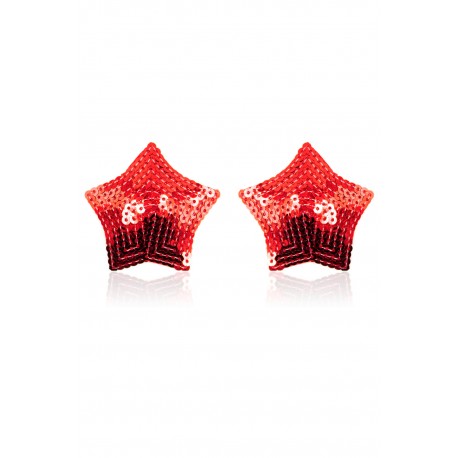 Paire de cache tétons adhésifs étoile pailletée sequin rouge - NP-2020