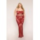 Nuisette longue grande taille en résille rouge - DG0487XRED
