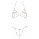 Soutien-gorge et string bijoux en chaînettes dorées et strass irisés - R24505186001
