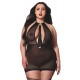 Nuisette grande taille avec porte jarretelles et fouet - DG13704XBLK