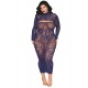Ensemble 2 pièces grande taille top manches longues et robe bleu marine - DG0525XECL