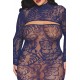 Ensemble 2 pièces grande taille top manches longues et robe bleu marine - DG0525XECL