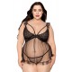 Babydoll grande taille noir et string assorti - DG13694XBLK