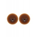 Paire de cache-tétons piercing barre demi-anneau faux diamant peau foncée - XP008F
