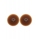 Paire de cache-tétons piercing barre coeur faux diamant peau foncée - XP004F