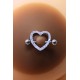 Paire de cache-tétons piercing barre coeur faux diamant peau foncée - XP004F