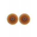 Paire de cache-tétons piercing barre coeur faux diamant peau métisse - XP004M