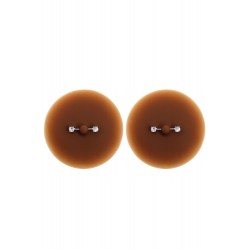 Paire de cache-tétons piercing barre faux diamant peau foncée - XP001F