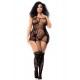 Combinaison grande taille en résille noire - MAL1105XBLK