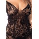 Combinaison grande taille en résille noire - MAL1104XBLK