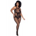 Combinaison grande taille en résille noire - MAL1116XBLK