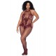 Combinaison grande taille en résille couleur cerise - MAL1116XCHRY