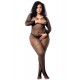 Combinaison grande taille manches longues en résille noire - MAL1102XBLK