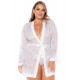 Peignoir grande taille en dentelle blanche - MAL7611XWHT