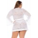 Peignoir grande taille en dentelle blanche - MAL7611XWHT