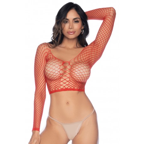 2 en 1 Top ou pantalon en résille rouge - MAL1120RED