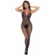 Combinaison en résille et dentelle noire et violette - MAL1122BKPU