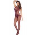 Combinaison en résille couleur cerise - MAL1116CHRY