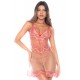 Nuisette en résille brodée avec string - MAL7604ROWP
