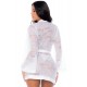 Peignoir en dentelle blanche - MAL7611WHT