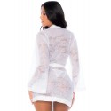 Peignoir en dentelle blanche - MAL7611WHT
