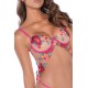 Nuisette en résille et dentelle florale rose et string assorti - MAL7609SEGA