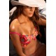 Nuisette en résille et dentelle florale rose et string assorti - MAL7609SEGA