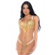 Nuisette transparente brodée jaune et string - MAL7608SUBS