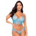 Ensemble 2 pièces en dentelle à cils bleue - MAL8920LBLU