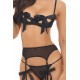 Ensemble 3 pièces noir avec noeuds en satin - REN53049-BLK