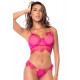 Ensemble 2 pièces en dentelle à cils rose - MAL8920LPNK