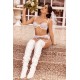 Ensemble 3 pièces en dentelle à cils blanche - MAL8935WHT