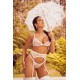 Ensemble 3 pièces en dentelle blanche avec perles - MAL8931WHT