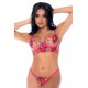 Ensemble 2 pièces résille brodée rose et bleue, soutien gorge et string - MAL8927SEGA