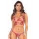 Ensemble 2 pièces brodé rose et bleu, bustier et string - MAL8926SEGA
