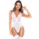 Body blanc avec jarretelles intégrées - MAL8934WHT