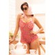 Combishort en dentelle transparente couleur cerise - MAL7543CHRY