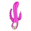 Vibromasseur Rabbit rose avec chapelet vibrant - TOZ-024PNK