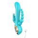 Vibromasseur rabbit bleu avec chapelet vibrant - TOZ-024BLU