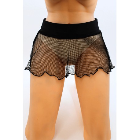 Mini jupe noire en résille large transparente Sofia - LSN4