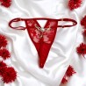 String rouge avec bijou perle strass dorés - PA06MRED