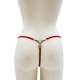 String rouge avec bijou perle strass dorés - PA06MRED