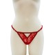 String rouge avec bijou perle strass dorés - PA06MRED
