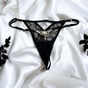 String noir avec bijou perle strass dorés - PA06MBLK