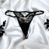 String noir avec bijou perle strass dorés - PA06MBLK