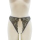String gris avec bijou couleur aléatoire et chaîne dorée - PA05MGREY